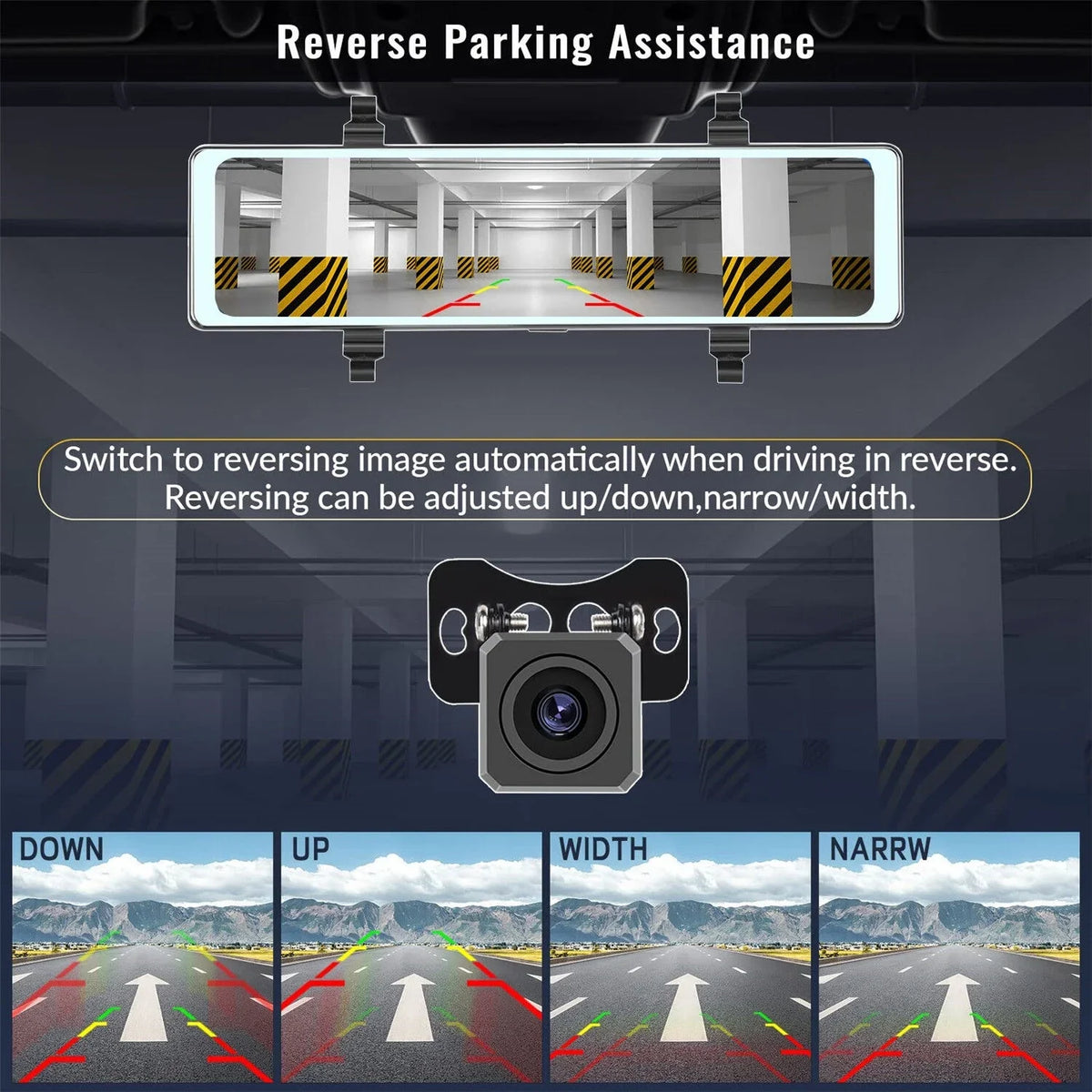 Vision,Parking WDR/HDR,Loop Wireless Assistance, Recording Dash with Rear FM Transmitter,Night Cam Auto,11.26" Mirror Carplay&Android recording, Cameras,WiFi View 4K Voice Control View Mirror