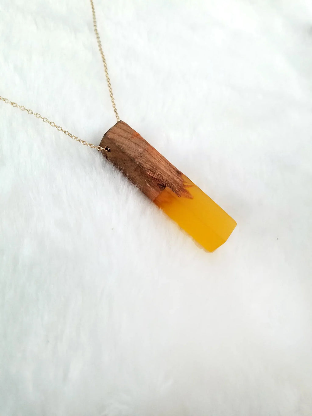 Wood Boutique Box Yellow Pendant Inc Bar | Necklace Women Wooden Anniversary for Resin Gift Blue Vertical