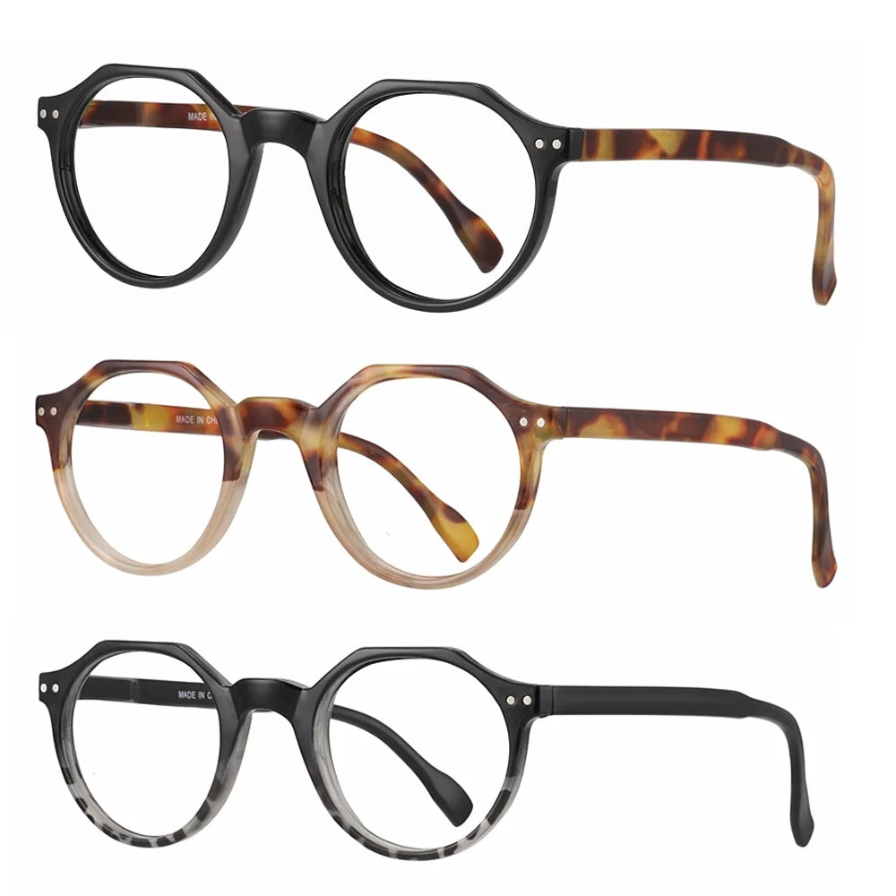 3 Round Blue Pairs Vintage Light Reading Womens Readers Glasses Mens Blocking