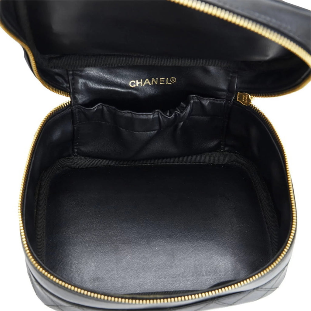 Black Handbag Bag Bicolore Cocomark (Fair) Vanity Pre-Owned Ladies Lambskin
