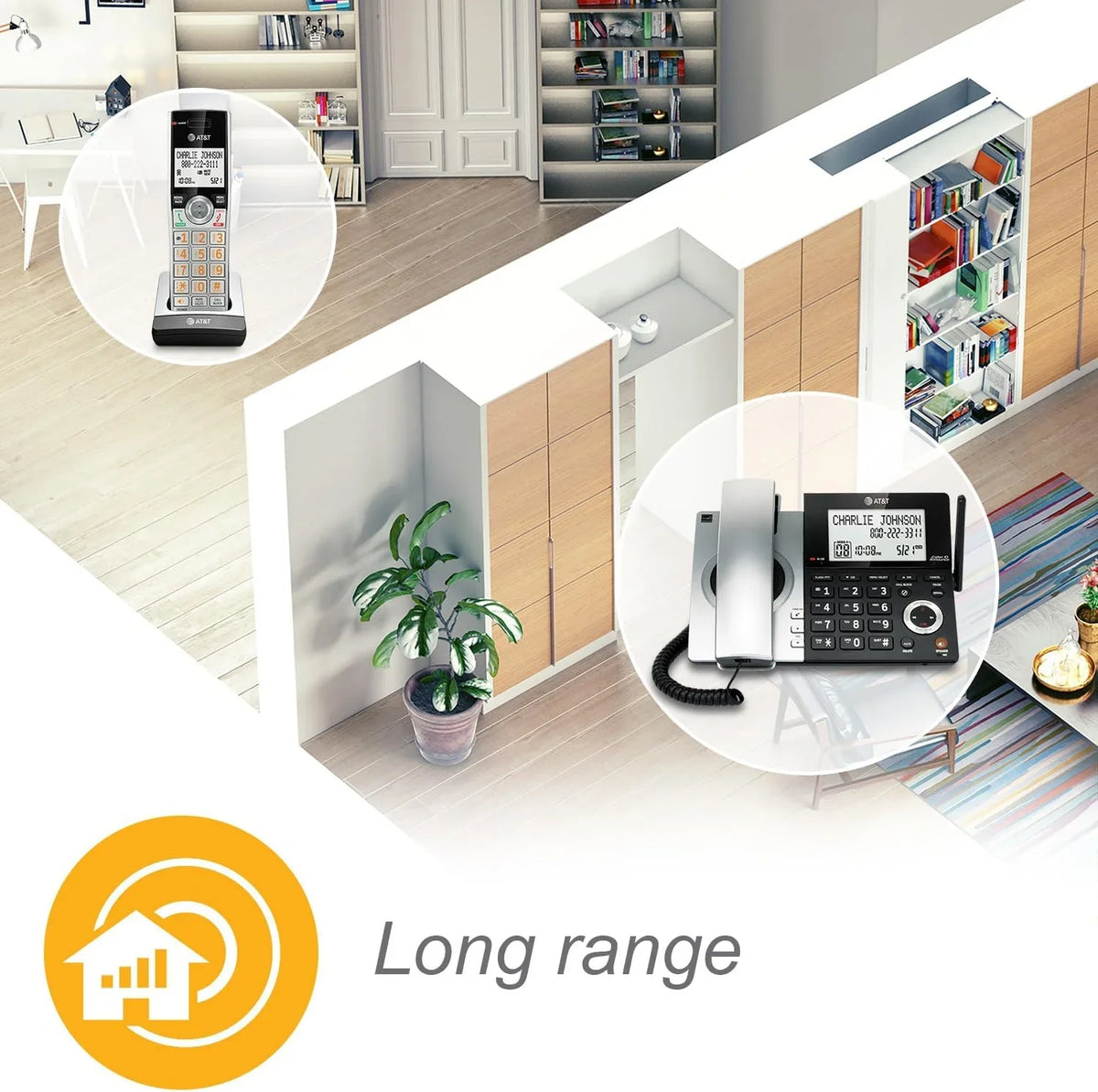 AT&T CL84107 DECT with with Phone 6.0 Blocker, Black/Silver Smart Call Handset Corded/Cordless 1 Expandable