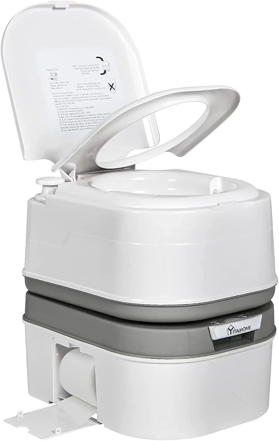 Rotating Porta with Portable Toilet, Outdoor Toilet DWVO Gallon Indicator, Spout Camping RV Potty RV Level , 6.34