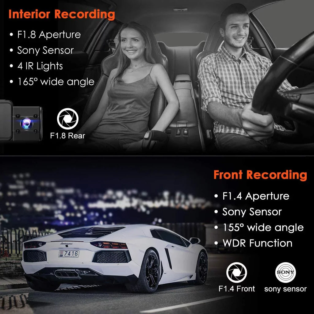 Camera Dash w/ | N2S Dash Vantrue GPS | Infrared 4K Inside Front NV Cam and