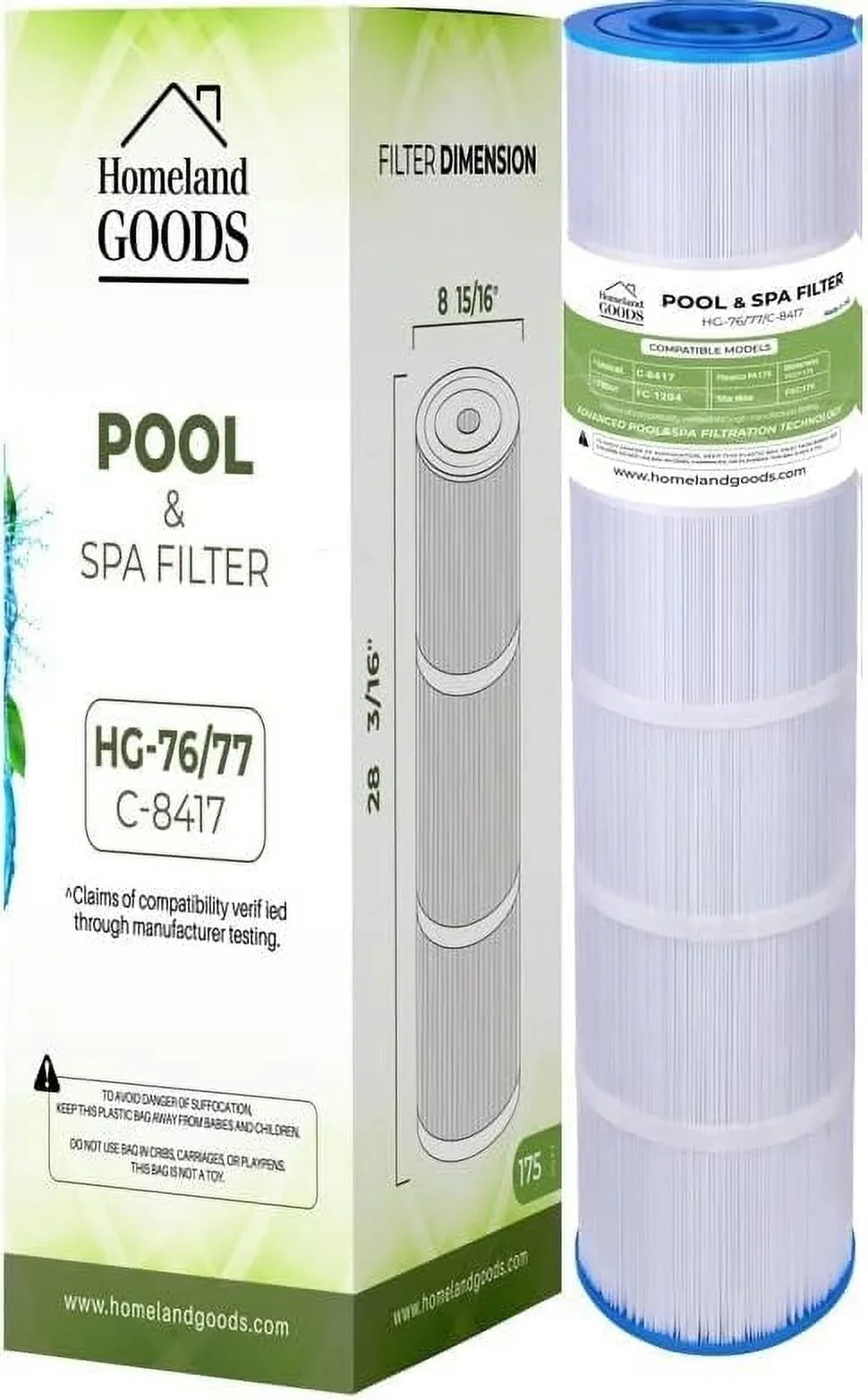 Sta-Rite Filbur 28 Pool x 15/16" PLF175A Homeland 1PK C-8417, PCCF-175, PA175, 817-0175P, Filter sqft Waterway 3/16" Unicel 175, CX1750RE, PXC C1750, FC-1294, 175 Replaces Hayward Goods 8 25230-0175S,