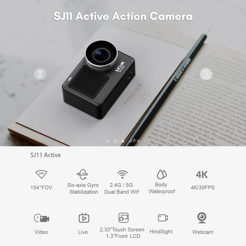 Portable Camera with Camera Yabuy Screen 20MP SJ11Active Waterproof -shaking Case Adapters Camera Live Support Streaming Dual Action Action Waterproof