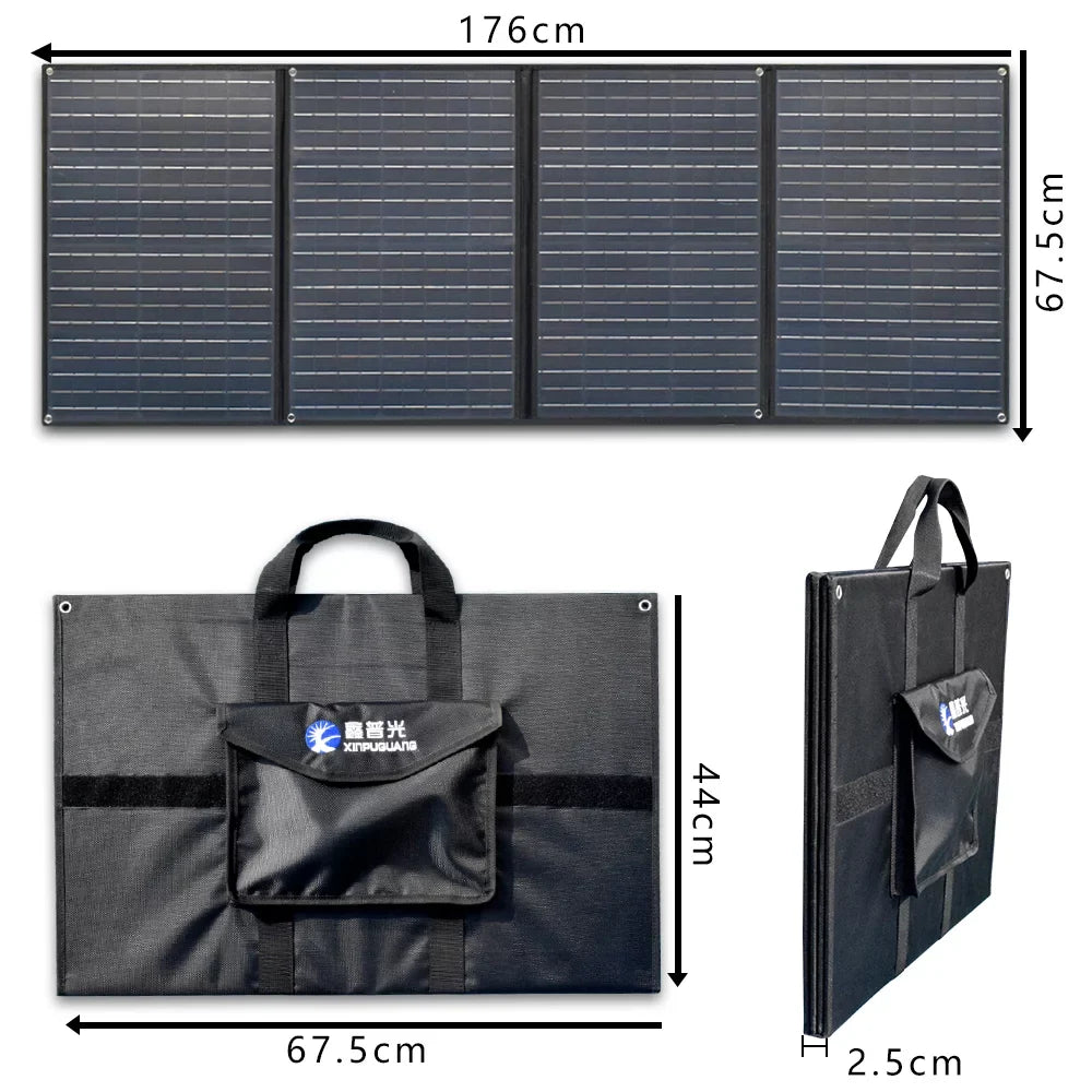 20A Black Charge Charger Camping, Power for 200w 12 XINPUGUANG Kit 12v x Solar Leisure 4 50 volt Hiking, Panel Solar watt Controller Outdoor Battery Station Generator Foldable