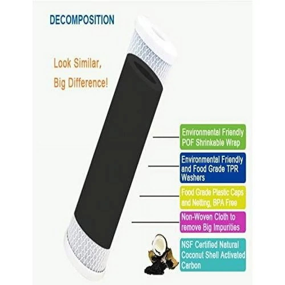 Water Models Whole Water Compatible Large - With & WHA4BF5 Cartridge Micron Cartridges Capacity Odor House Filter Filter 5 Whole Replacement Bad 6 Taste Home Remove Replacement Carbon Pack