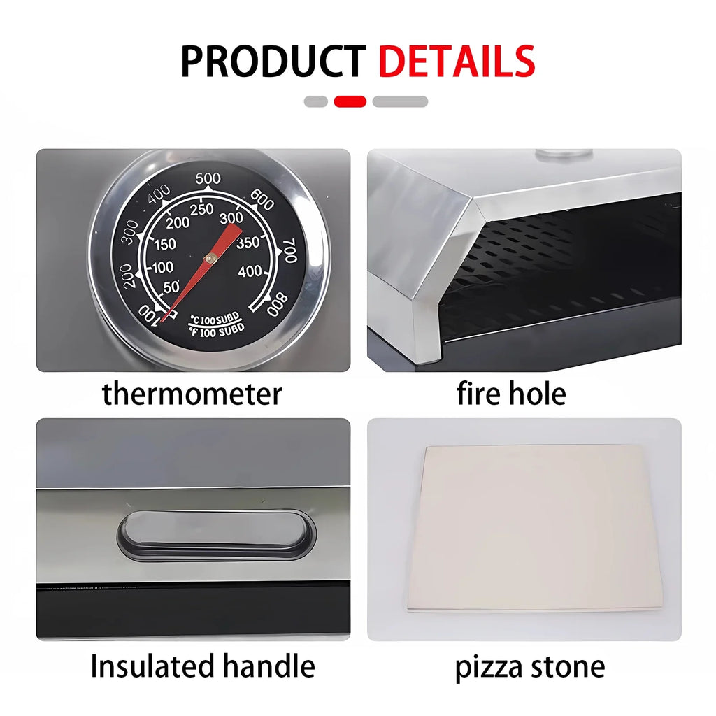 Easy On Grill Portable Pizza Gas Oven, Home-made Top & Oven BBQ Pizza Oven, Pizza Charcoal BBQ Carry Any Handles, Fits Grill,
