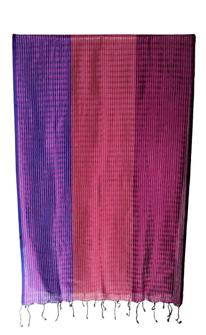 Thin Vegan Tricolor - Striped Purple Shawl Silk