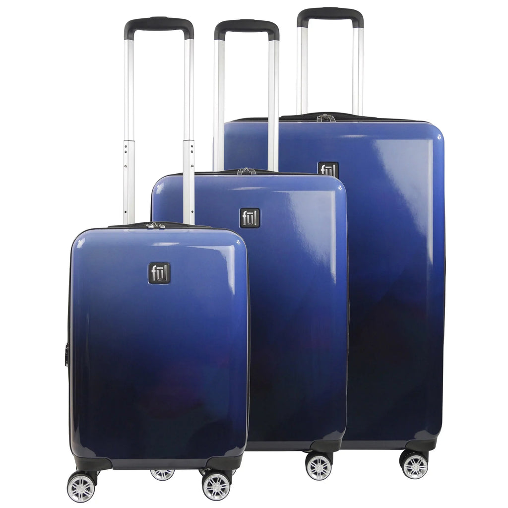 with Luggage, Impulse 3 Ombre 22, 31 26 Wheels, Suitcase and Rolling Piece Hardshell Blue Spinner Inch, Set