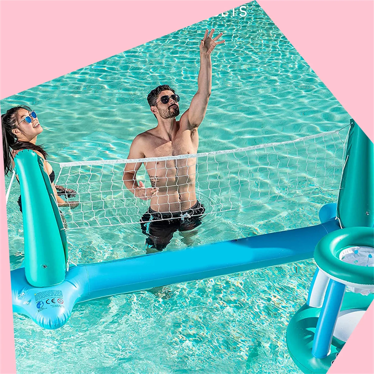 Set & Pool Volleyball Basketball Balls Float Inflatable Net Hoops