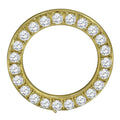 Solid Cover Custom Steel Watch 32mm Simulated Bezel Case Gold 14K Diamonds Stainless Insert Yellow Finish