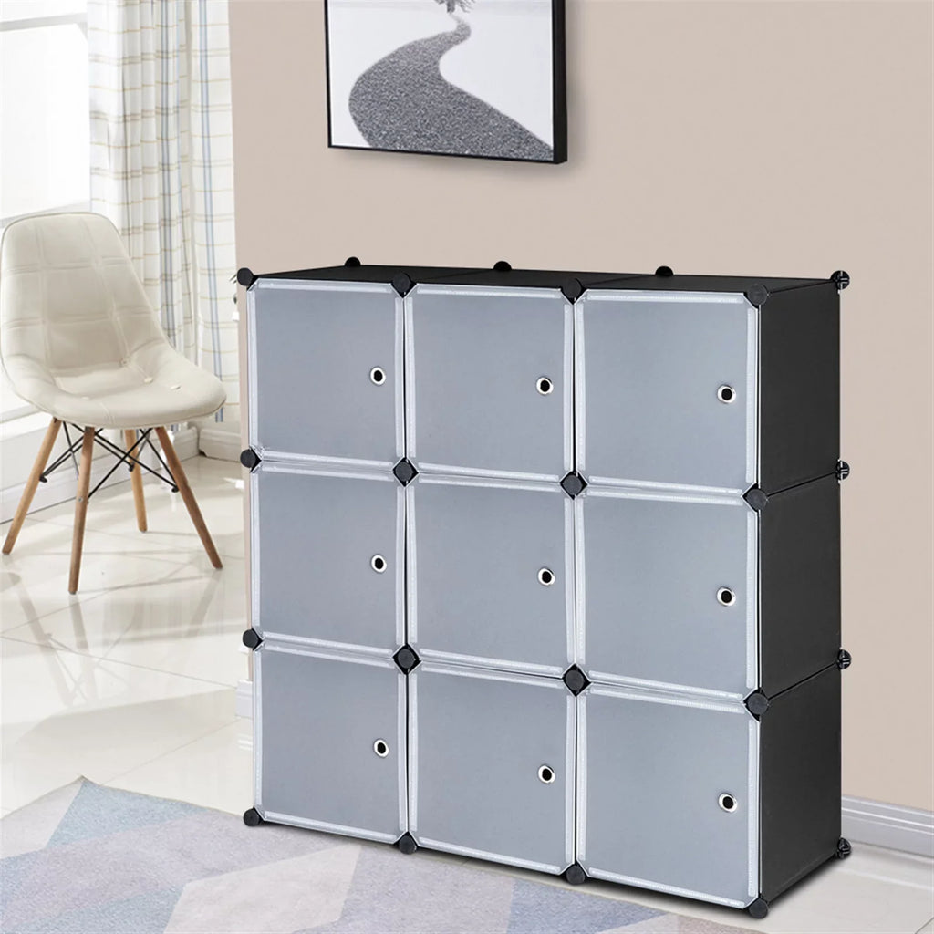 Cabinet, BMTBUY Units, Organizer DIY Closet Plastic Doors Shelf with Shelving Book Modular Storage 9-Cube