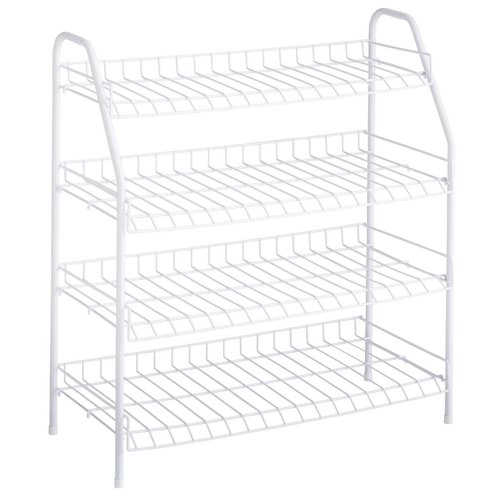 Rack Rubbermaid Freestanding Shelf 4-Tier Organizer, Wire and White Shoe