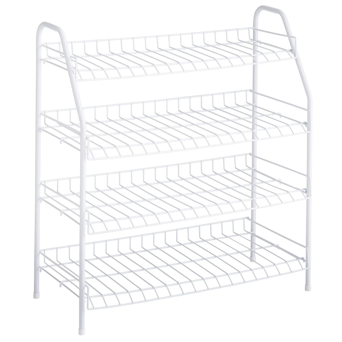 Rack Rubbermaid Freestanding Shelf 4-Tier Organizer, Wire and White Shoe