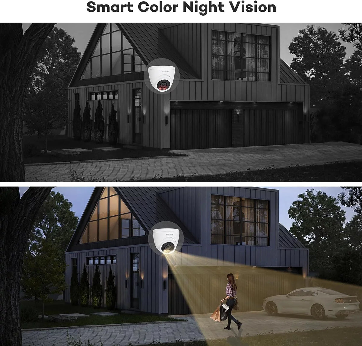System, Vehicle AI System Color IP Pcs with Human 6MP 8 for Home ONWOTE Outdoor Business 8CH PoE Channel Detection Cameras, Wired PoE Vision, 122° NVR Camera Security HDD, 4 4K 2TB 4K Night