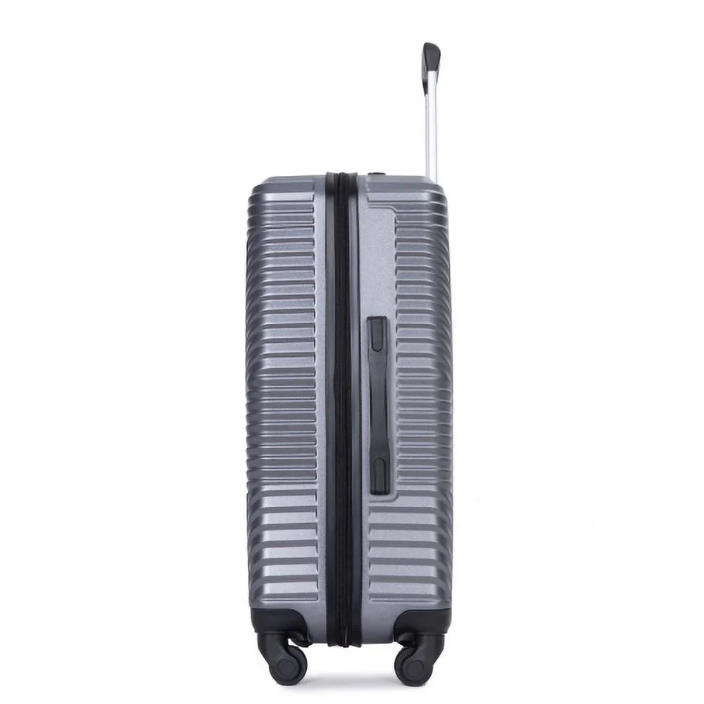 (20/24/28) Piece PC+ABS Lightweight Luggage Gray Spinner Hooks, Wheels, Two 3 Sets Suitcase with