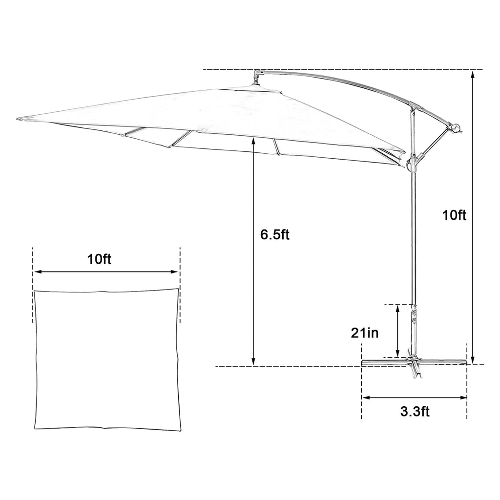 Adjust Patio Easy Poolside, Garden, PRODUCT Lawn Green Umbrella Outdoor Backyard, and Umbrellas Tilt 10 Polyester for FT KARMAS Offset Hanging