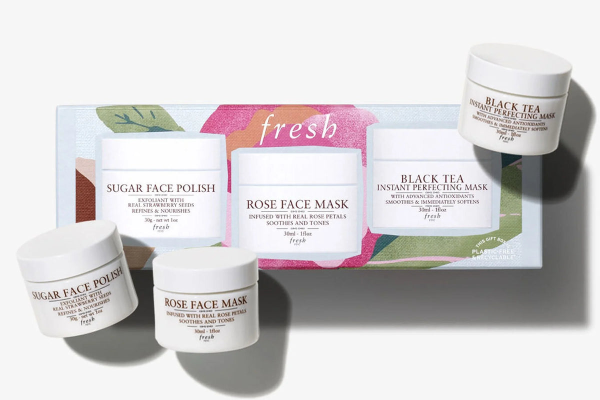 Facial Mask, (Gift Antioxidants Face Fresh Rose Gift Masks: Pack) Black Face Advanced Polish, 3 Set, Essentials Face Set, *EN Tea, Sugar Mask