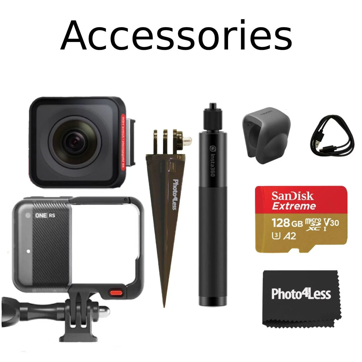 Camera SD RS Spike Cloth + 70cm Edition 128GB Action Mount Insta360 Stick Card + + Twin + ONE Selfie