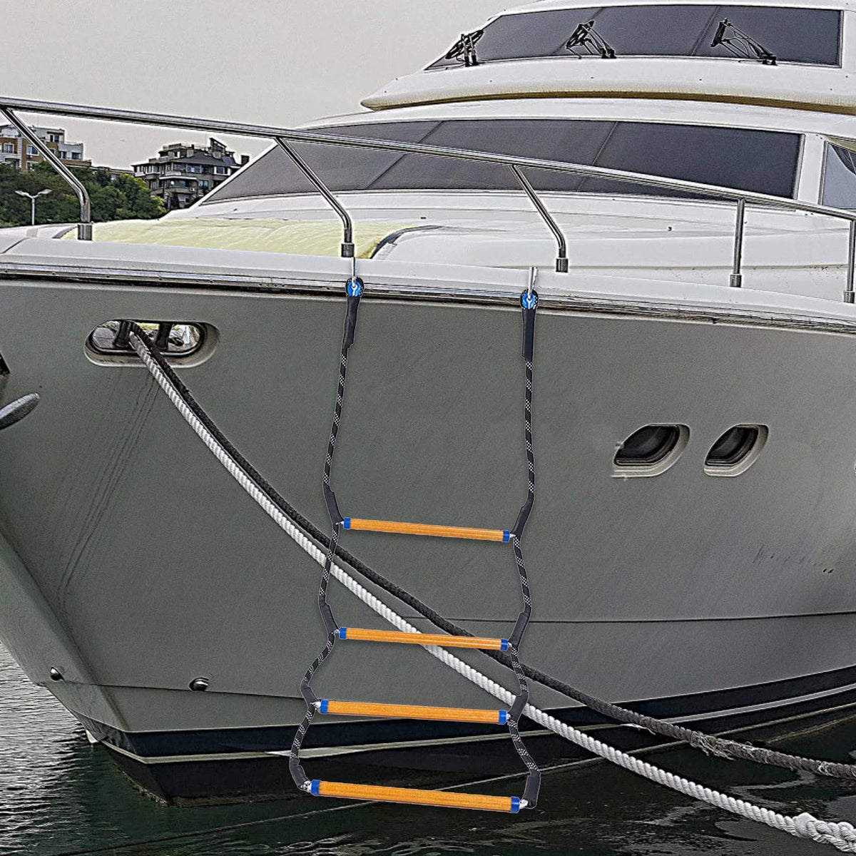 Boat Sailing Rope Rope Swim Ladder, High Rope Canoe Steps for Kayaking Ladder, 4 Marine 4/5 Inflatable Boarding Ladder Tier Ladder Strength Boat Rope Climbing