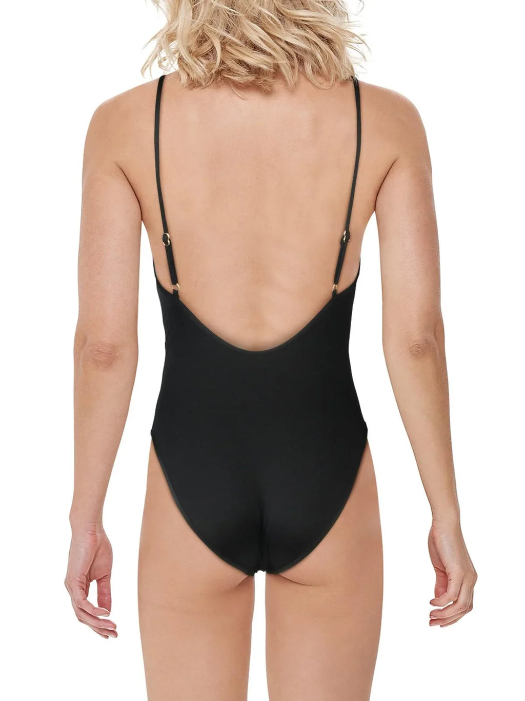 V-Neck Women's One-Piece Azria Swimsuit BCBG Stripe Mesh Max Seamed Mio