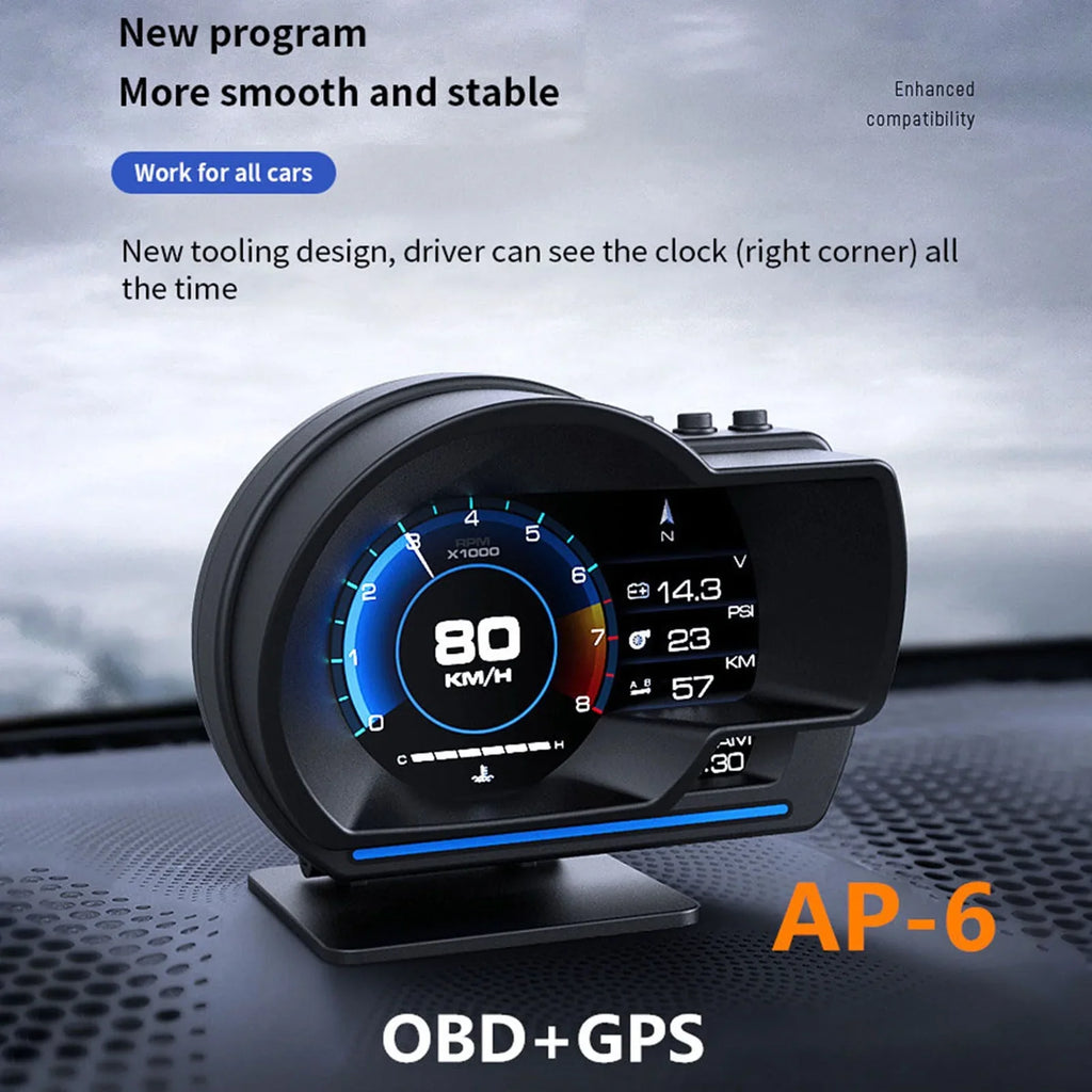 Alarm OBD Safe Definition Fault OBDⅡ+GPS Vehicles Fault Tool Speedometer All Elimination Computer Display, Driving Gauge High Overspeed Car Diagnostic Smart for HUD Car Code