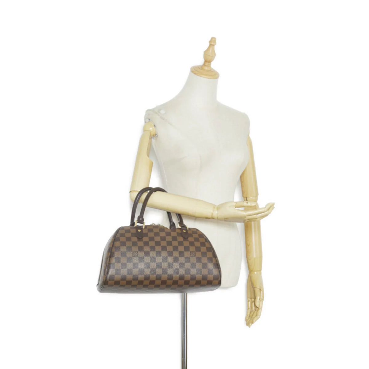 N41434 Ebene MM Rivera Brown PVC Boston Bag (Fair) Women's Damier Leather Pre-Owned Handbag