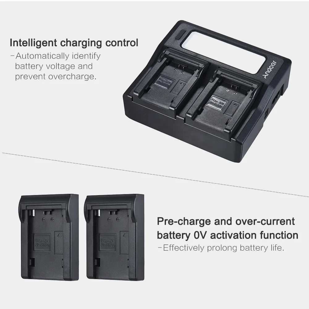 LCD for Tomshoo Battery A7RIII Replacement NP-FZ100 A7III Dual A7SIII A9 Channel
