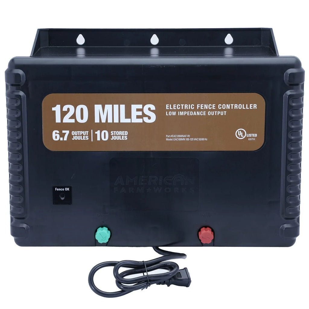 FarmWorks AC-Powered Joule 6.7 American Low 120-Mile Impedance Electric Charger Fence