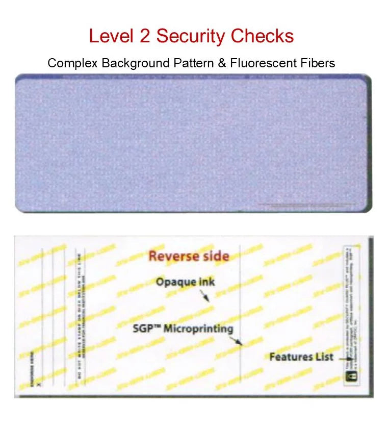 x w 8-1/2" Paper, Security 100 Checks, Check Blue 11", Zapco 3-Up Pattern, OF Complex PACK Background 12 High-Security Features - Microperfed SHEETS with