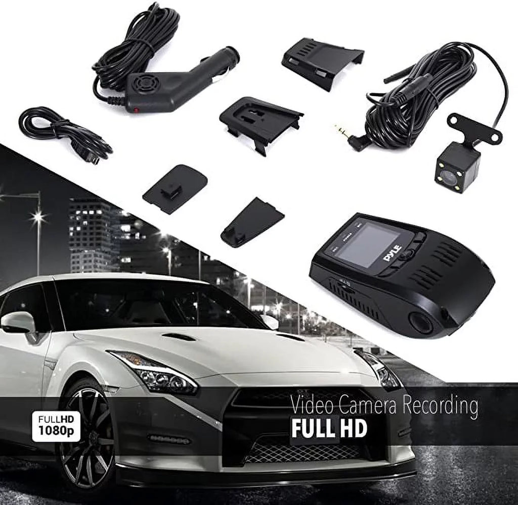 Screen View Dual Dash Rearview System Pyle Video Cam 1.5” Camera Recording Monitor DVR Digital Rear
