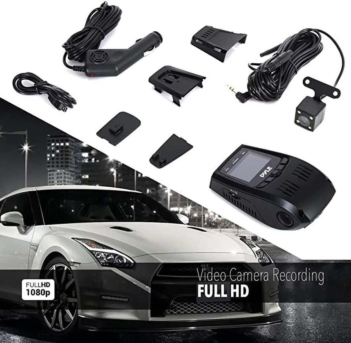 Screen View Dual Dash Rearview System Pyle Video Cam 1.5” Camera Recording Monitor DVR Digital Rear