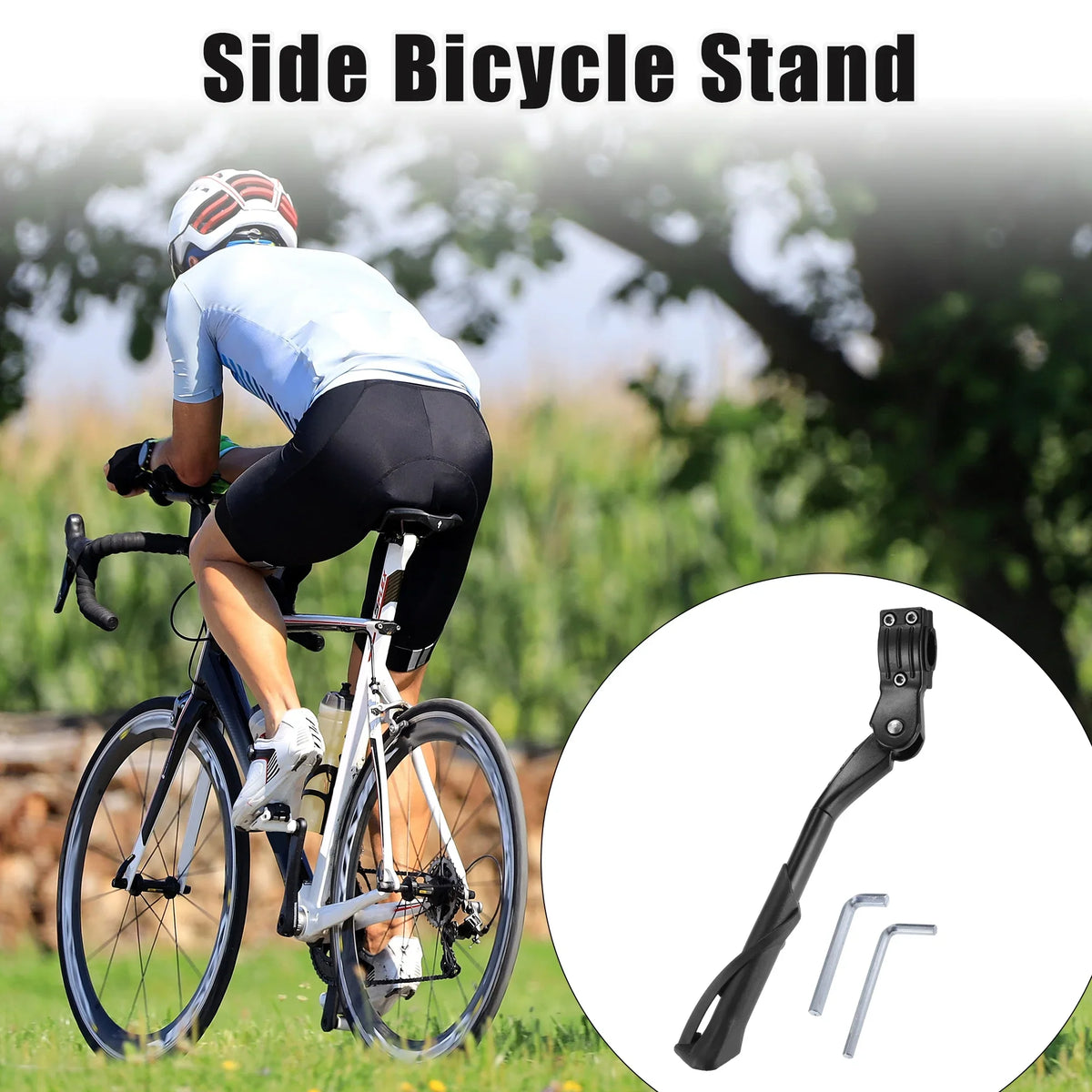 Stand Non-Slip Kickstand Stand 1 Bicycle Unique Bicycles Fit 24-29 Side Bike Adjustable for Set Bargains Inch Mountain