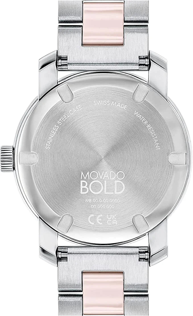 Watch Two Swiss 18 Quartz Strap, Stainless Women's (Model: Movado Bold with Tone, Ceramic Steel 3600801)