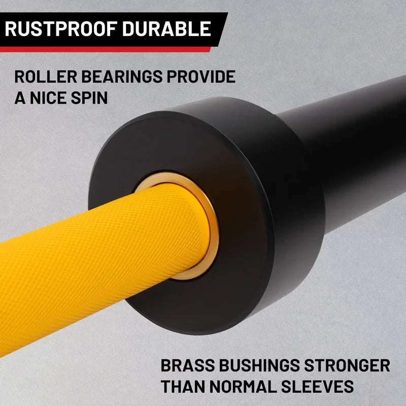 Olympic Weights Barbells,1000 Chrome Bar Yellow Chrome POUND Solid Hard Lifting Barbell Power Lifting