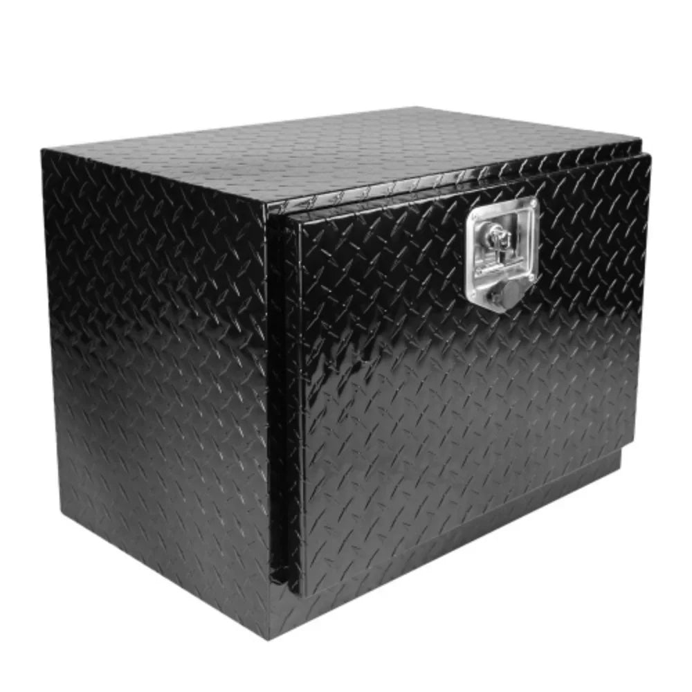 Aluminum box + Square 24"(24.2"×17.1"×17.9") + Black Plated Up Stripes RV 24 Square Organizer Tool Black Inch Waterproof and Box Toolbox Keys with Trailer Bed + Storage Truck Pick Lock Aluminum -