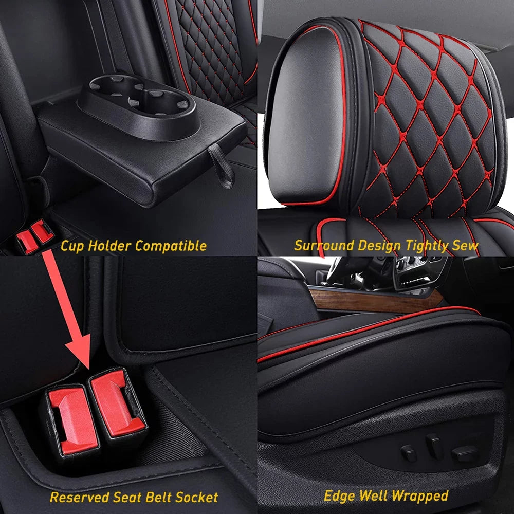 HD Covers 3500 or Car Set, Black-Red) Silverado 1500/2500 Crew,Double,Extended Set HD Pickup Full Seat GMC Truck(Full Sierra / Fit Cab for 2007-2023
