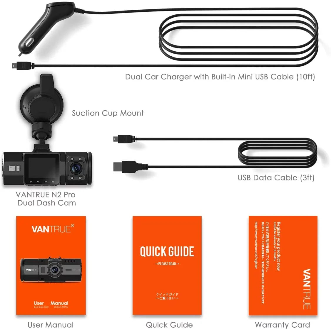 Night 1440P, Vantrue Front Pro and 1080P N2 Dual Parking G-Sensor, Single Dash 24hrs Loop Dash Vision, Uber Camera with Car Recording Camera Front Mode, Interior Cam,