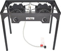 0-20 Adjustable High Height. Braided Camp (2-Burner) Regulator with Outdoor Banjo Pressure Stove and PSI Steel Adjustable Hose