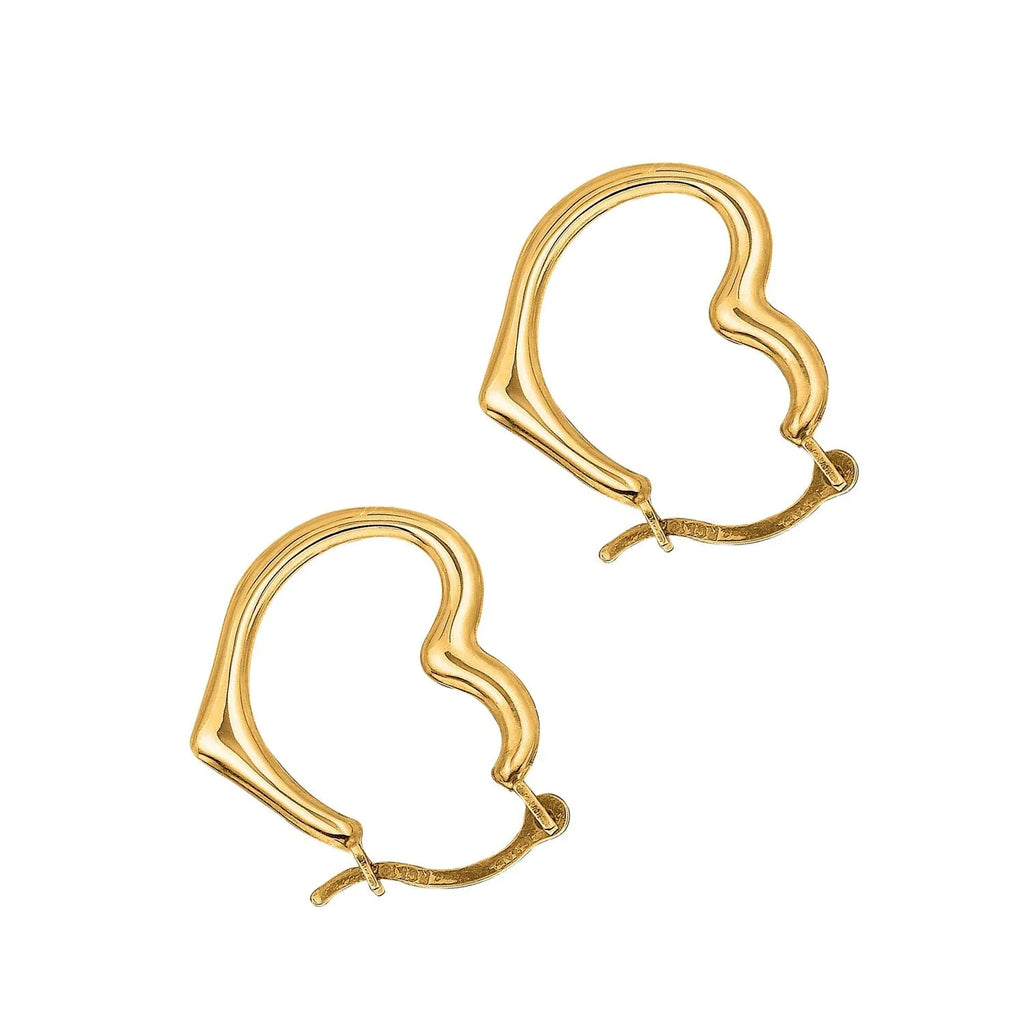Yellow 10K Heart Gold Real Earrings Hoop