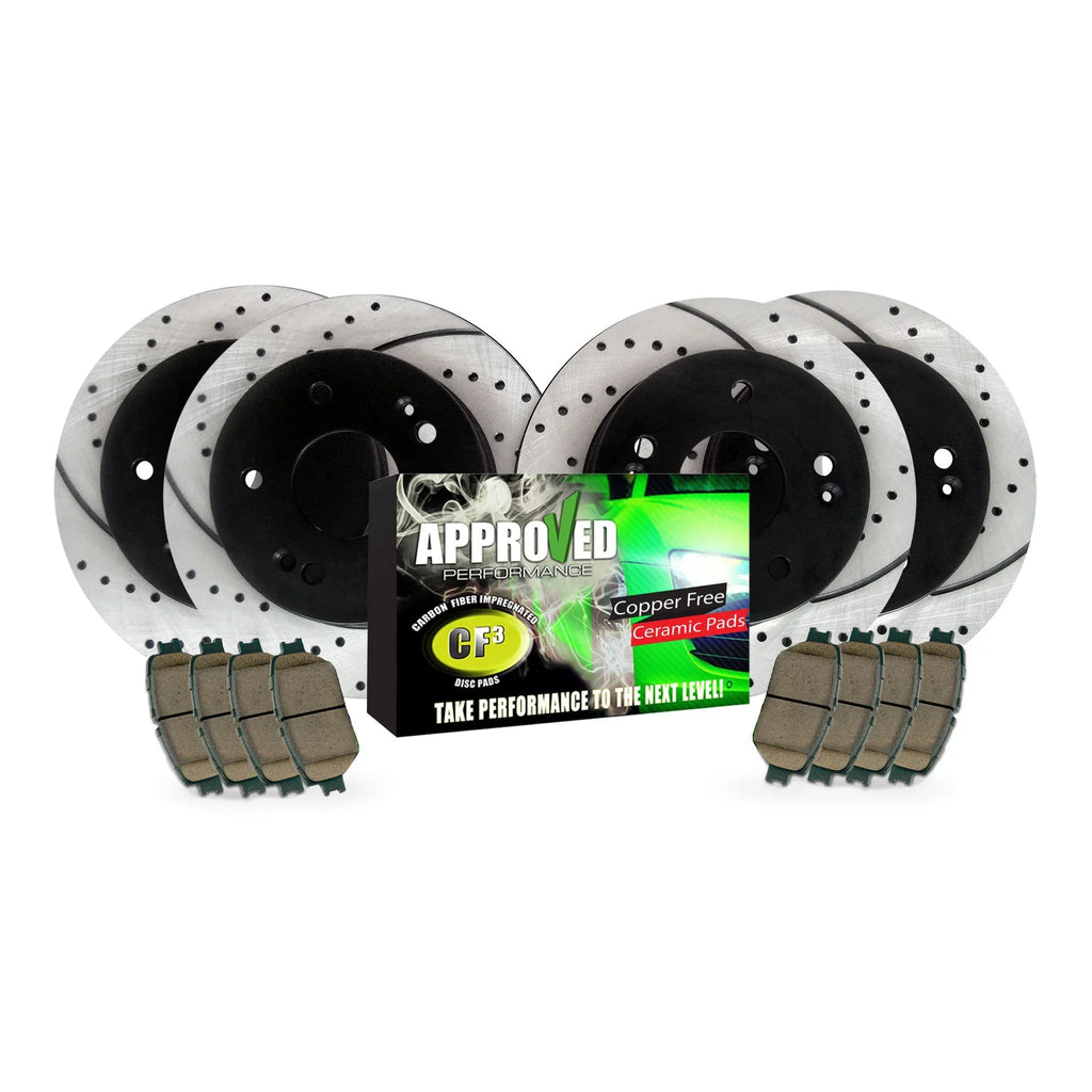 2010 Black Rear Kit Disc Fits Performance Front Dodge Brake Pad and Coated Approved C2706 Slotted, Rotor Drilled & Powder and Caliber 2011