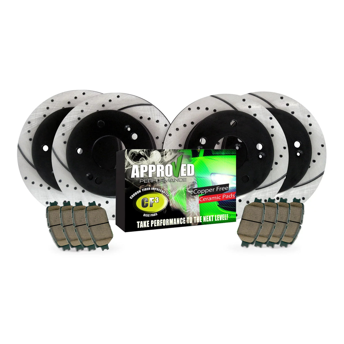 2010 Black Rear Kit Disc Fits Performance Front Dodge Brake Pad and Coated Approved C2706 Slotted, Rotor Drilled & Powder and Caliber 2011