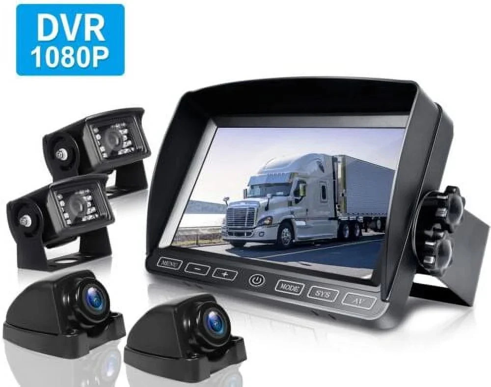 ZEROXCLUB 1080P Waterproof Backup 7" Truck Camera Rv HD Camera Up Semi BY704 Wired RV Bus Night Monitor Kit for Trailer Box Vision Back