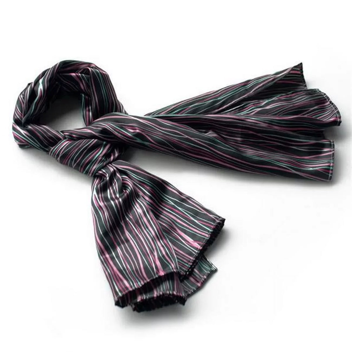 Black Silky Stripe Irregular Scarf/Wrap/Shawl Chic - Blancho Large
