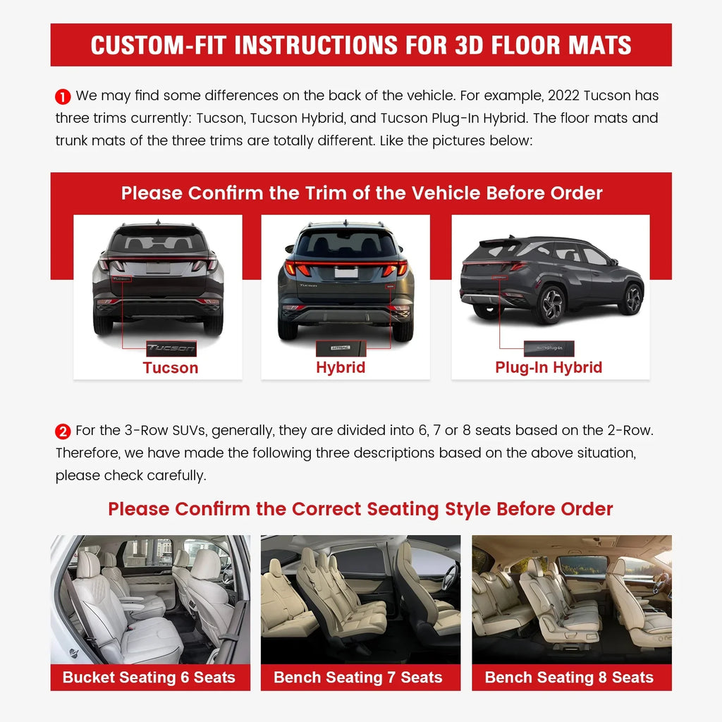 Black Car Liners U11 Cargo Mat Full Anti-Slip with Trunk 2023-2024 All + Ikon Trunk 4PC Weather 3D Motorsports Compatible Interior Floor Waterproof Mats Floor Tray TPE Mats Accessories X1 Set Rear