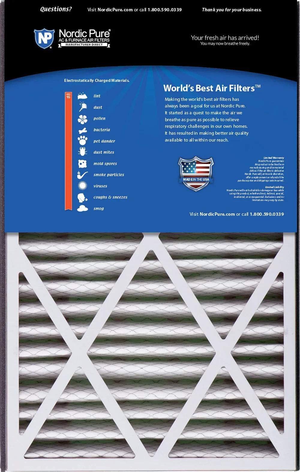 Cub 16x25x3 15 Pack Filter 1 Replacement MERV Bear Air 266649-101 Air