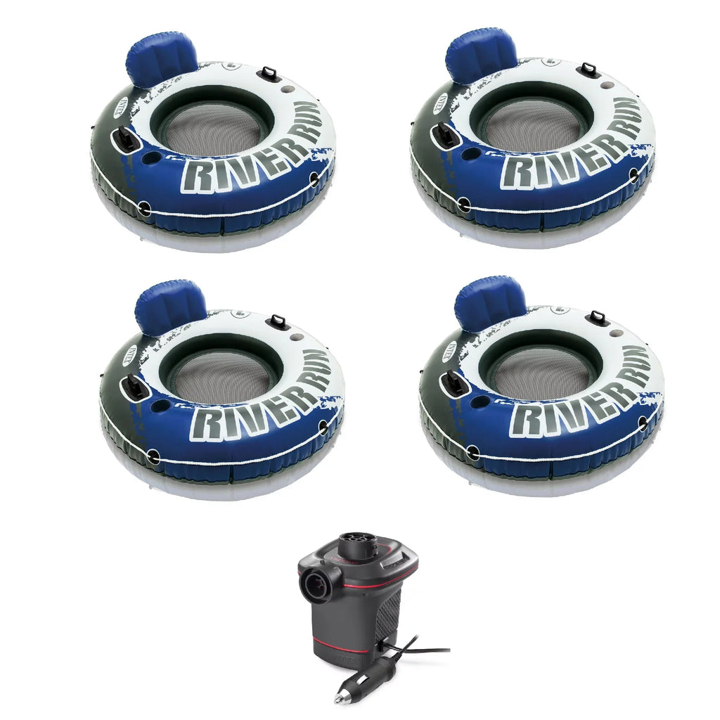 Run River 1 Tubes Pack 4 Single Person Pump Intex of Air and Floating 12V