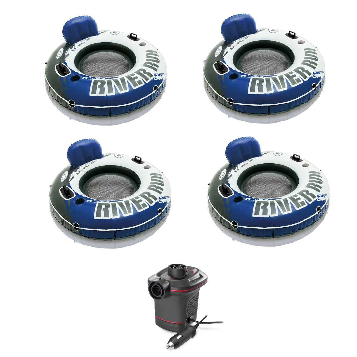 Run River 1 Tubes Pack 4 Single Person Pump Intex of Air and Floating 12V
