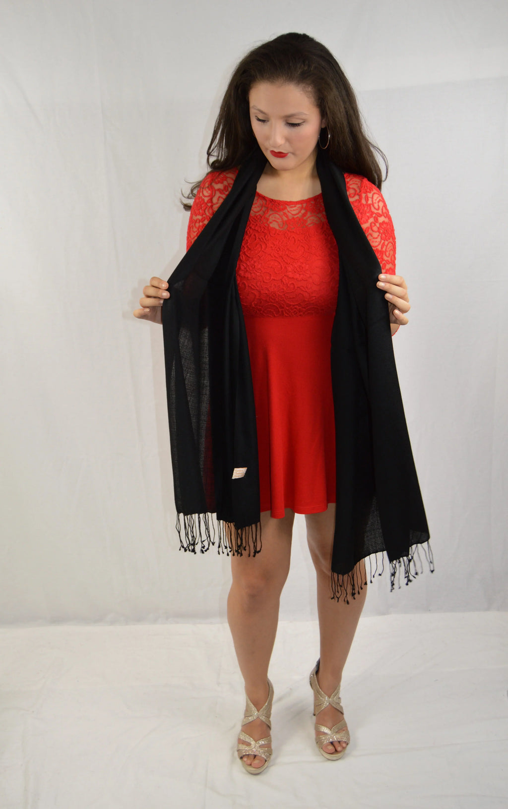 Shawl) weight Pashmina Shawl/Scarf/Scarves Regular (Black Shawl/Summer Shawl/Pashmina Shawl/Evening Shawl/Sheer Shawl/Water Shawl/Light Fancy